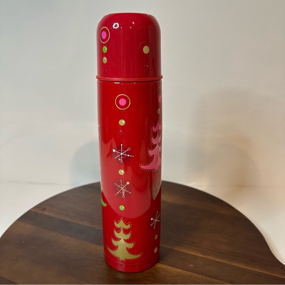 Vintage Starbucks Red Atomic Christmas Tree Thermos Retro Holiday Stainless - Picture 2 of 9